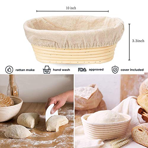 Bread Proofing Basket 2 Pack 10 Inch Oval Rattan Pastry Dough Sourdough Proofing Blooming Proving Basket Food Storage Basket Baking Tools #TOP1