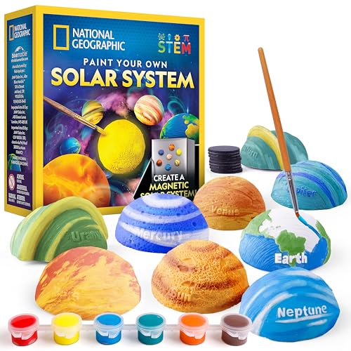 National Geographic Magnetic Solar System Painting Kit – 3D Magnet Making Kit, Paint 8 Planets & The Sun, Craft Kit with Paints, Brushes, Magnets & More, Kids Art Kit, DIY Magnets