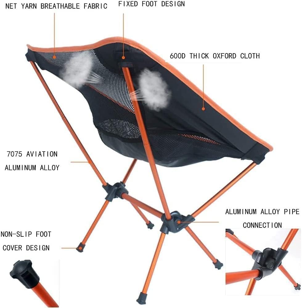 Portable Folding Chair Outdoor Camping Chair Folding Chair Fishing Stool Portable Chairs Garden Leisure Chair for Hiking Park Beach Bbqs Adjustable Folding Chair(A)