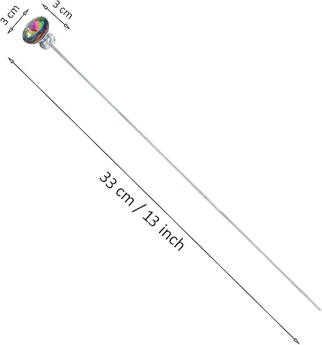Miniatura 2 de Paquete de 9 varitas de acero inoxidable con cuentas para jardín de hadas (13 pulgadas, 9 colores mezclados de diamantes)