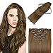 Clip in Hair Extensions Human Hair Ash Brown 70g #8 22Inch Hair Extensions for women Remy Hair Extensions 7PCS