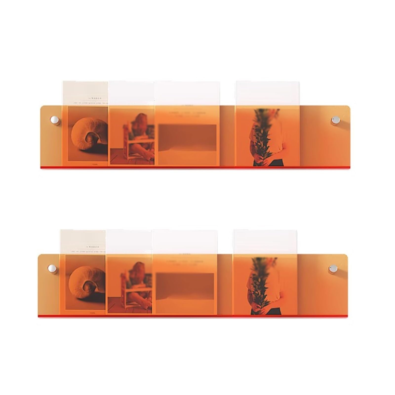 Aioneer Office Wall Magazine Rack, Orange Clear Brochure HolderHanging Bookshelf for BedroomSmall RoomRestroomBeauty SalonHospitality Areas, Acrylic Information Rack