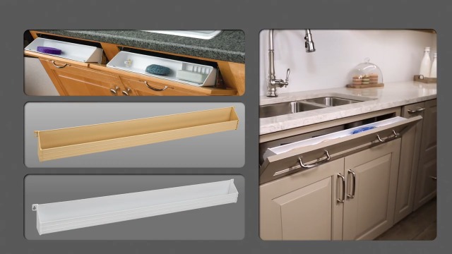 Rev A Shelf   6572 11 11 52   Lot de 2 compartiments d'évier basculants en plastique pour armoire de cuisine et salle de bain, 28 cm, blanc