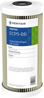 Pentair Pentek ECP5-BB Big Blue Sediment Water Filter, 10-Inch, Whole House Heavy Duty Pleated Cellulose Polyester Replacement Cartridge, 10" x 4.5", White End-Cap, 5 Micron