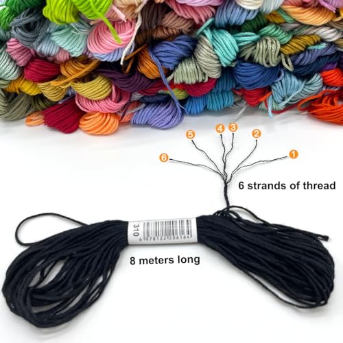 Image of Bracelet String Kits, 200 Colors Rainbow Color Embroidery Thread, Cross Cotton Stitch Embroidery Thread, Bracelet Yarn with 20 Plastic bobbins(200 Color)