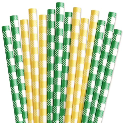 Whaline 100 pitillos de papel cuadros Buffalo Amarillo Verde miniatura 1