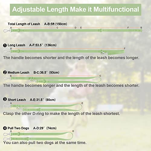 Wisedog-Waterproof-Standard-Dog-Leashes-with-2-Hooks-5-ft-6-ft-Lengths-Adjustable-for-Traffic-Control-Safety-for-Small-Medium-Large-Dogs-Walking-Sage-GreenM - Cucciolini Doodles Wisedog-Waterproof-Standard-Dog-Leashes-with-2-Hooks-5-ft-6-ft-Lengths-Adjustable-for-Traffic-Control-Safety-for-Small-Medium-Large-Dogs-Walking-Sage-GreenM