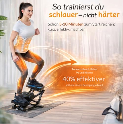 Mini Stepper Alternative - Rollslider - Fitnessgerät für zuhause - leise & gelenkschonend kompakt mit LCD Display; Ganzkörpertraining für Bauch, Beine, Rücken, Po und Cardio; komplett geprüft