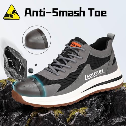 LAoutun Steel Toe Shoes for Men Women Safety Work Shoes Indestructible Steel Toe Sneakers Lightweight Work Shoes Toe Shoes2
