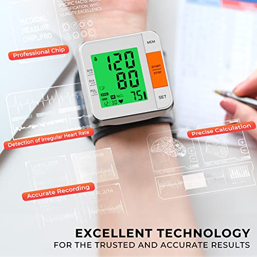 Blood Pressure Monitors For Home Use Accurate Wrist Blood Pressure Machine Adjustable 5.3"-7.7" Bp Cuff For Home Use 2X120 Sets Memory Backlight Lcd Display With Carrying Case #TOP2