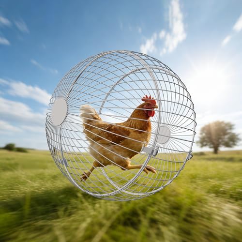 SORENCUT 17.7 Inch Metal Chicken Ball Cage Large Rolling Chicken Ball Cage with Secure Snap-Lock Closure Easy Assembly Outdoor Chicken Exercise Enclosure for Small to Medium Chickens