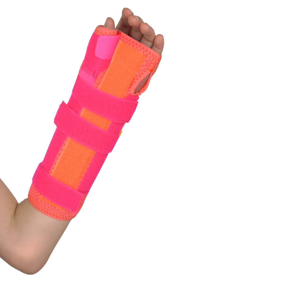 Tutore Polso 2in1 Ortopedico Universale Regolabile Destro Sinistro Bambini e Adolescenti Bendaggio Per Polso Con Pollice 11-14 cm Corallo
