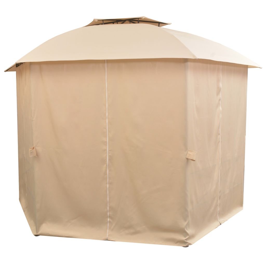 Festnight Gazebo Padiglione Esagonale con Tende Beige Richiudibile Telaio in Acciaio Verniciato da Giardino/Patio/Prato per Esterni 360x265 cm