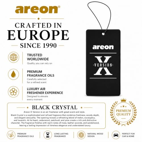 Image of AREON X Version Black Crystal Paper Hanging Car Air Freshener - Pack of 12