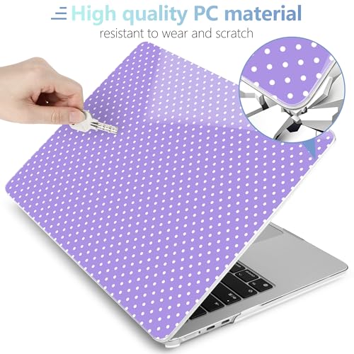 Image of MEEgoodo Case for M5 /M4 /M3 /M2 MacBook Air 13 inch 2026 2025 2024 2022, Fit Model A3449 /A3240 /A3113 /A2681, Case Compatible with MacBook Air 13.6-inch, Purple & Polka Dots