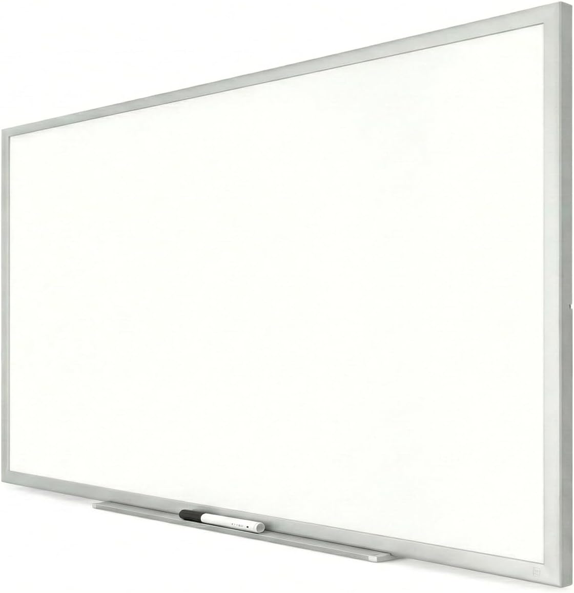 TRU RED Melamine Whiteboard | Large Dry Erase Board for Wall, White Board with Gray Frame, 8ft x 4 ft, 1 Black Marker Included