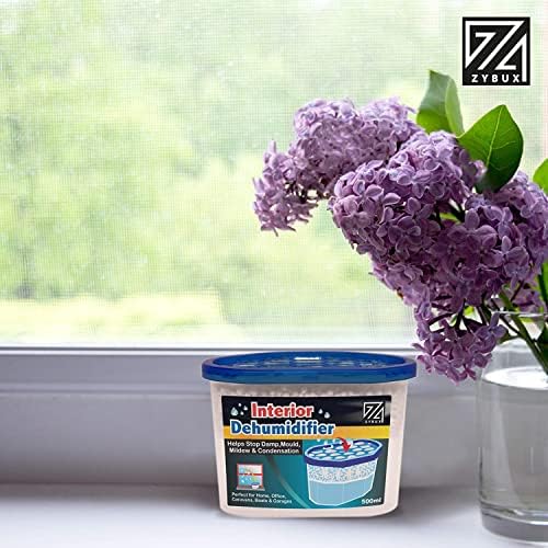 ZYBUX - 10 x Interior Dehumidifier 500ml - for Effective Reduction of Condensation/Condensation Absorbers Mildew and Damp Smell Remover from cupboards, wardrobes, bathrooms, caravans, Boats, Vehicles