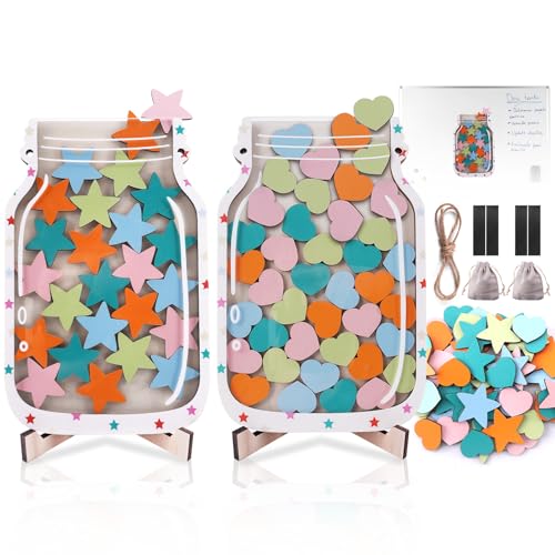 2 Pack Magnetic Reward Jar for Kids Star and Heart Incentive Jars for Classroom Toddlers Potty Training Reward Home Training for Boys Girls,Star and Heart
