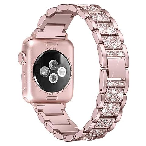 Gimartuk Bling Strap Compatible for Apple Watch Iwatch Band Series 4 40mm 44mm Series 3/2/1 38mm 42mm, Women Metal Stainless Steel Jewelry Wristband Bracelet Bangle (Rose Gold Bling, 38mm/40mm) Cover