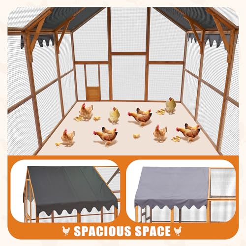 Endark 110" Large Walk-in Chicken Coop Enclosure with Waterproof Roof- Spacious Outdoor Yard, Pet Cage Playpen Farm Poultry Cage with Durable Wood Construction and Rain Protection(Brown) - Thumbnail 4