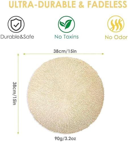 Miniatura 4 de GIVERARE Juego de 4 manteles individuales redondos de vinilo resistentes al calor, 15 pulgadas, antideslizantes, lavables, de PVC, fáciles de