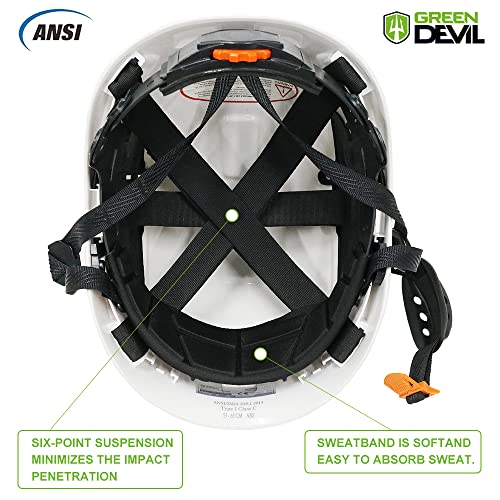 Image of GREEN DEVIL Safety Helmet Hard Hat Adjustable Lightweight Vented ABS Work Helmet 6-Point Suspension ANSI Z89.1 Approved Ideal for Industrial & Construction