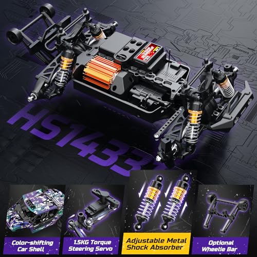 image for DEERC Photochromic RC Truck, 1/14 Fast RC Cars for Adults, Max 40KM/H 