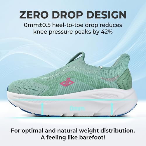 Image of JACKSHIBO Wide Toe Box Shoes Women Slip on Arch Support Sneakers | Running Athletic Walking Tennis Slip in Plantar Fasciitis Orthopedic Ortho Hands Free Shoes Zero Drop Cushion Thick Sole