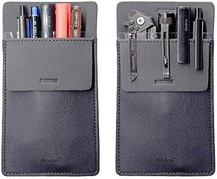 Pocket Protector, Leather Pen Pouch Holder Organizer, for Shirts Lab Coats, Hold 5 Pens, Designed to Keep Pens Inside When Bend Down. No Breaking of Pen Clip. Thick PU Leather, Navy, 2 Per Pack.