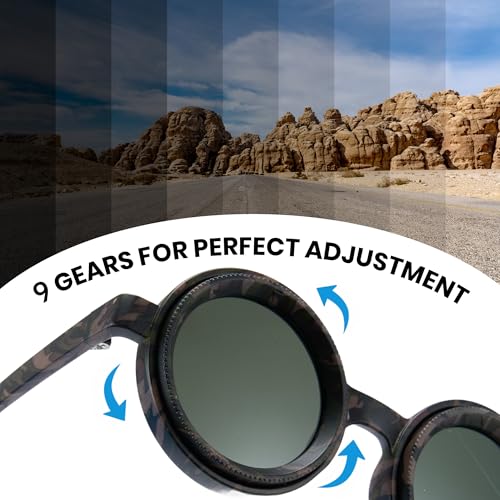 Cyxus Adjustable Tint Sunglasses 1-9 Gears Rounded Polarized Glasses with ND Filter Lenses Advanced ND Filter Lens Technology2