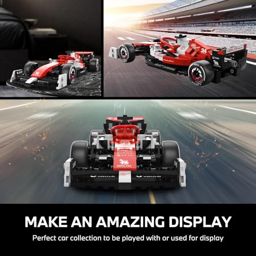 Image of 1:24 Racing Car Model Building Kit for Alfa Remeo F1 C42, Formula 1 Collectible Construction Set with 340 Pcs Bricks, Wide Gear, Brithday Gift for Adult, Red