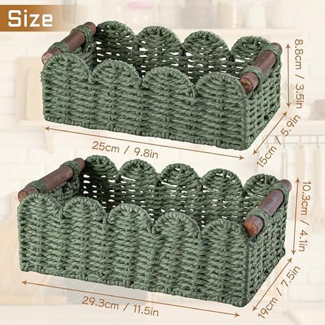 Storage Basket Wicker Baskets for Organizing Toilet Paper Storage Basket for Toilet Tank Top,Green