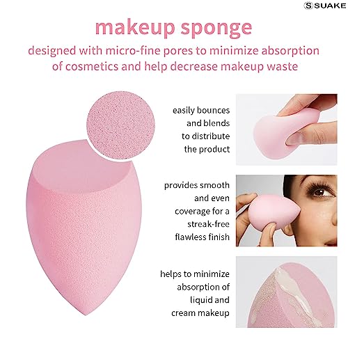 Image of SUAKE 7in1 Professional Beauty Blender Set for Face Makeup | Makeup Sponges Set is suitable with Liquid & Creams | Sponge makeup is for all Skin Types & it is Soft Latex-Free Reusable & washable (Multicolor 4 Big + 3 Mini=7 Pcs)