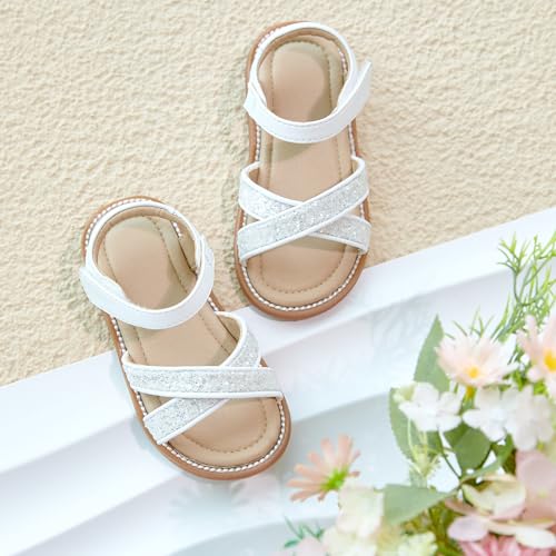 Image of Otter MOMO Girls Open Toe Princess Flat Sandals with Comfort Sole Summer Sandals