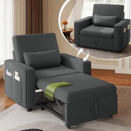 YITAHOME Schlafsessel mit Bettfunktion 192×88, 3-in-1 Ausziehbares Schlafsofa, Verstellbares Einzelsessel mit Kissen und Seitentasche, Sofa mit...