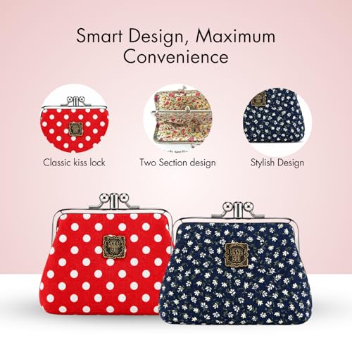 Image of MOCA Coin Purse for Women Mini Purse Small Wallet Ladies Coin Pouch Kiss Lock Clutch Coin Pouch Compact Frame Lock Portable Travel Coin Wallet for Women (Design 2)