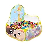 FocuSun Portable Folding Play House with Basketball Hoop and Zippered Bag, Yellow