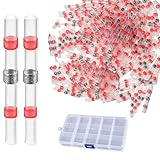 200Stück Lötverbinder Mit Schrumpfschlauch Rot AWG22-18 Wasserdicht Isoliert Mit 1 Aufbewahrungsbox Für Automobil Elektronikindustrie