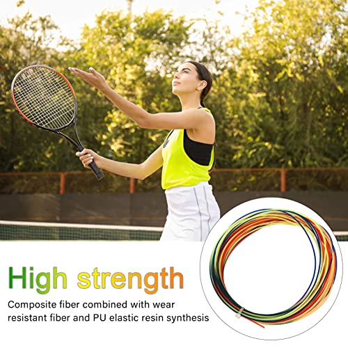 Corda de Raquete de Tênis Arco-íris, Fio de Raquete de Tênis, Fibra Composta Antidesgaste, PU Elásti