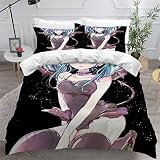 KAVITO Housse de Couette 140x200 Anime Petite Sorcière Parure de Lit 1 Personnes 3D Motif avec Fermeture Éclair Filles Sexy Douce Microfibre 3 Pièces Literie avec 2 Taies d'oreiller 50x75cm