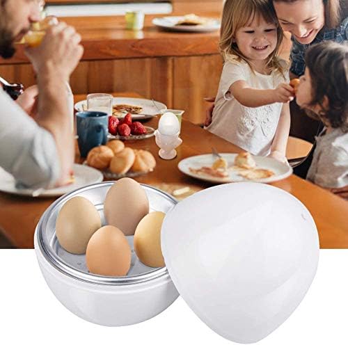 Ideal Swan Microwave Egg Boiler for 4 Eggs Poachers Boiled Egg Cooker Microwave only 8 Minutes for Hard Soft Boiled Egg Cooker Steamer Rapid Egg Cooking Appliances, Dishwasher Safe, White