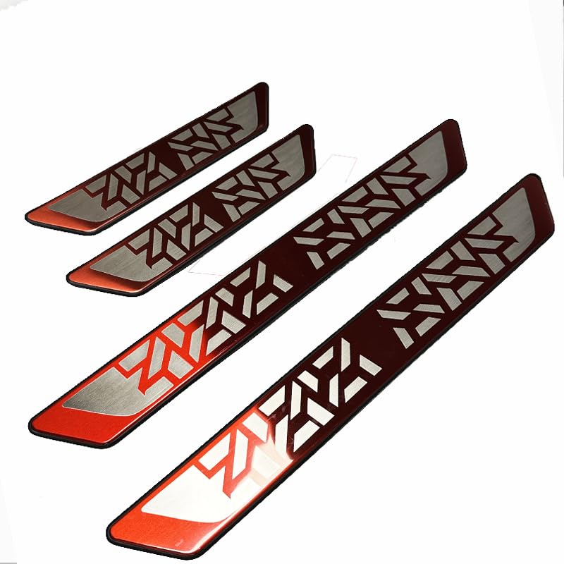 4 Pcs Door Sill Protectors for Land Rover Range Rover Evoque II 2019-2024, Stainless Steel Scuff Plates Protective Scratch Threshold Bar Trim Entry Step Covers,Red
