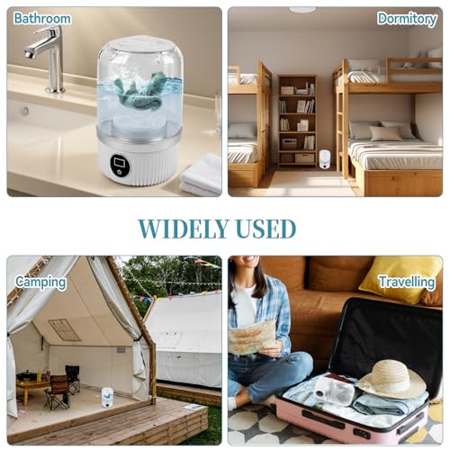 Tragbare Mini-Waschmaschine, 2 Modi, 15W Unterwäsche Waschmaschine, 1L Kleine Mobile Waschmaschine für Babykleidung, Unterwäsche, Socken, Reisen (Weiß)