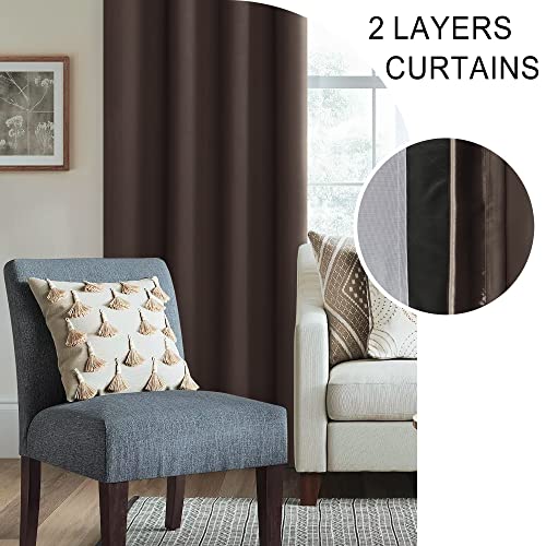 Xwzo 100% Blackout Curtains With Tiebacks- Heat And Full Light Blocking Window Panels With Grommets & Thermal Insulated Draperies For Large Window, Brown, W70 X L84, Set Of 2 #TOP4