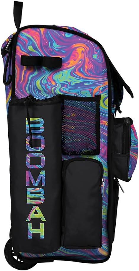 Boombah Rolling Superpack 2.0 Baseball/Softball Gear Bag - 23-1/2" x 13-1/2" x 9-1/2" - Lava 2.0 Multi - Telescopic Handle - Holds 4 Bats - Wheeled Version