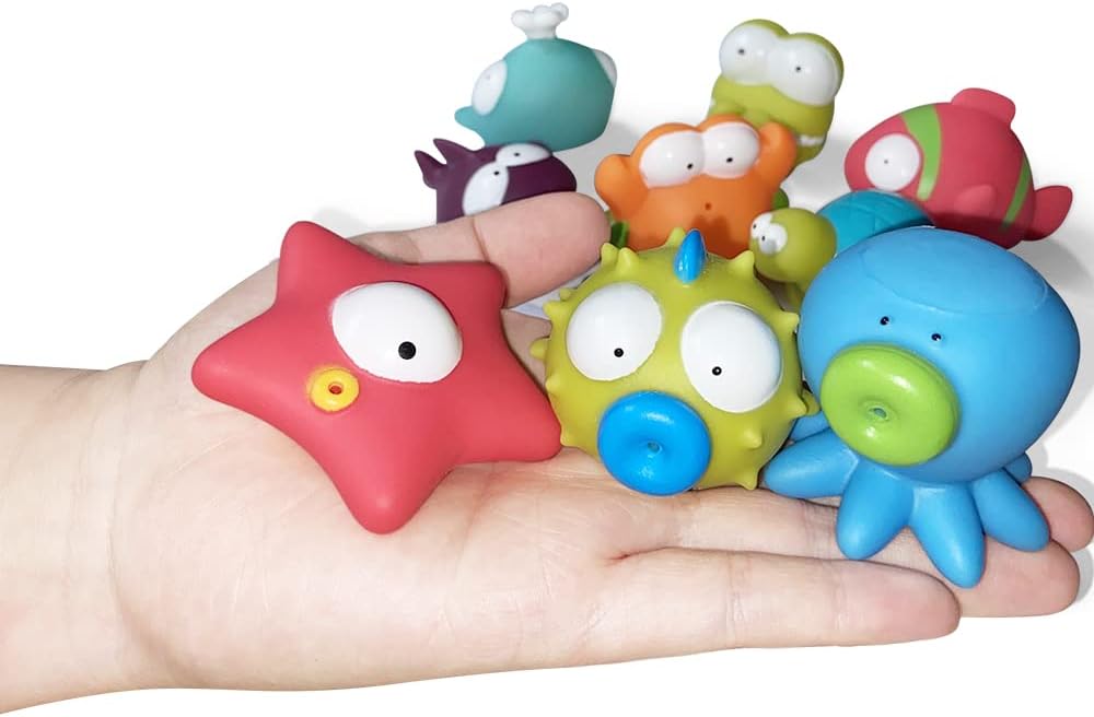 Floating Bath Marine Animal Toys(9 PCS),Soft Starfish,Shark, Octopus,whale ,Bathtub Aquatic creatures Water Toys for Toddlers - Image 3