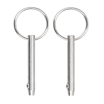 2 PCS Marine 316 Stainless Steel Quick Release Pin Bimini Top Pin, Diameter 1/4"6.3 mm, Overall Length 3"76 mm, Usable Length 2.4"61 mm