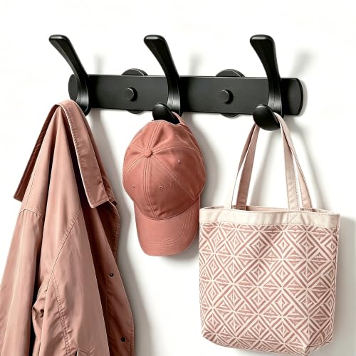 ULIBERMAGNET Strong Magnetic Double Hooks Rack,Heavy Duty Coat Magnetic Rack,Strong Rubber Magnetic Hanger with 3 Hooks for Refrigerator,Metal Cabinet,Hanging Coat, Towel, Bag, Backpack