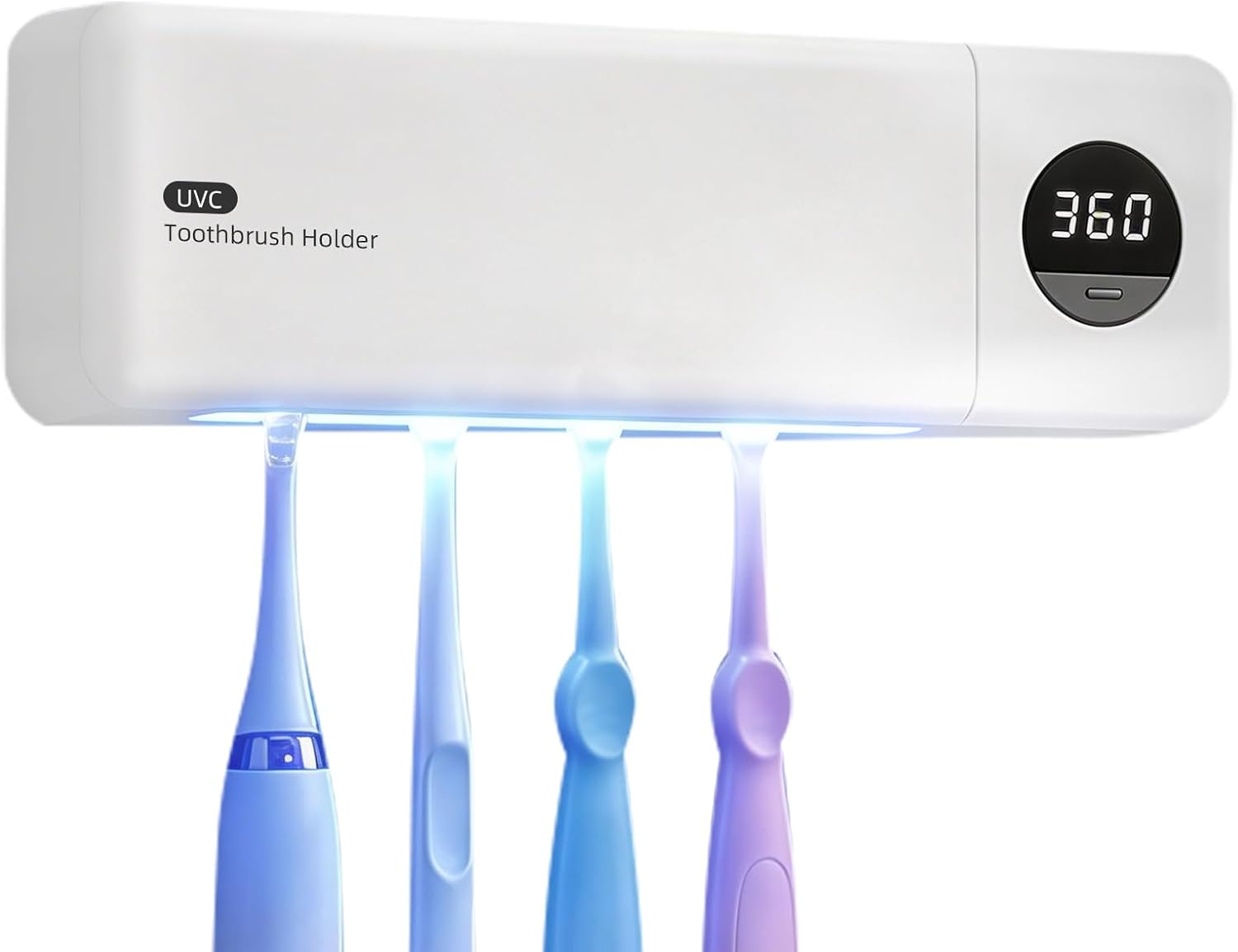 Toothbrush Cleaning Rack - Rechargeable Smart Toothbrush Cleaner with Lighting, Cleaning, and Drying Functions - Bathroom Wall-Mounted Cleaning and Drying Rack
