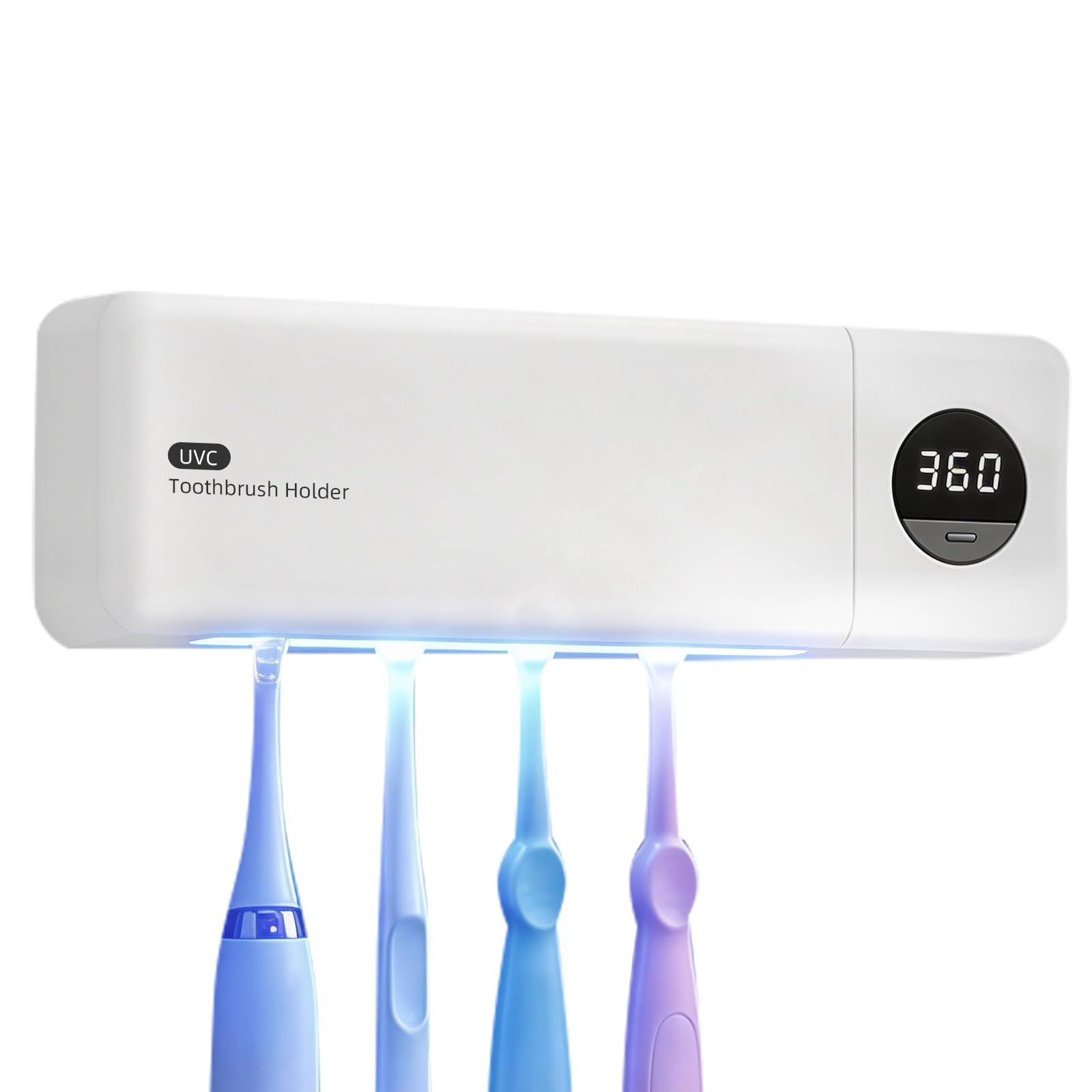 Brosse à dents rechargeable avec support de nettoyage léger et système de séchage intégré